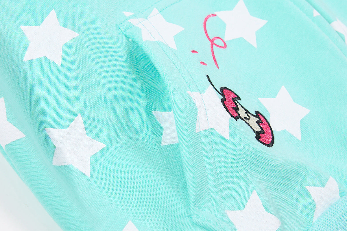 Sweat court zippé à imprimé étoiles avec pomme – Streetwear kawaii