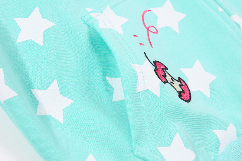 Sweat court zippé à imprimé étoiles avec pomme – Streetwear kawaii