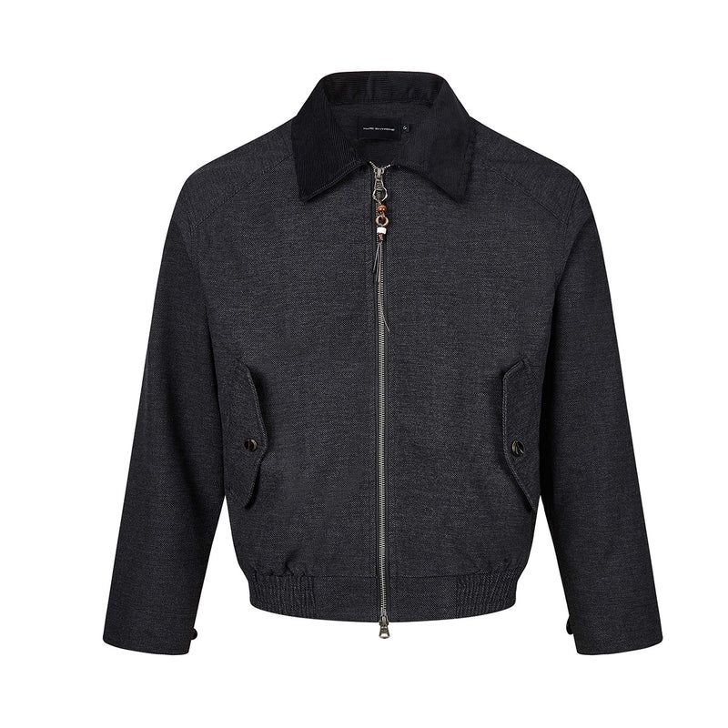 Men's Retro Harrington Jacket – Corduroy Collar, Full-Zip Bomber