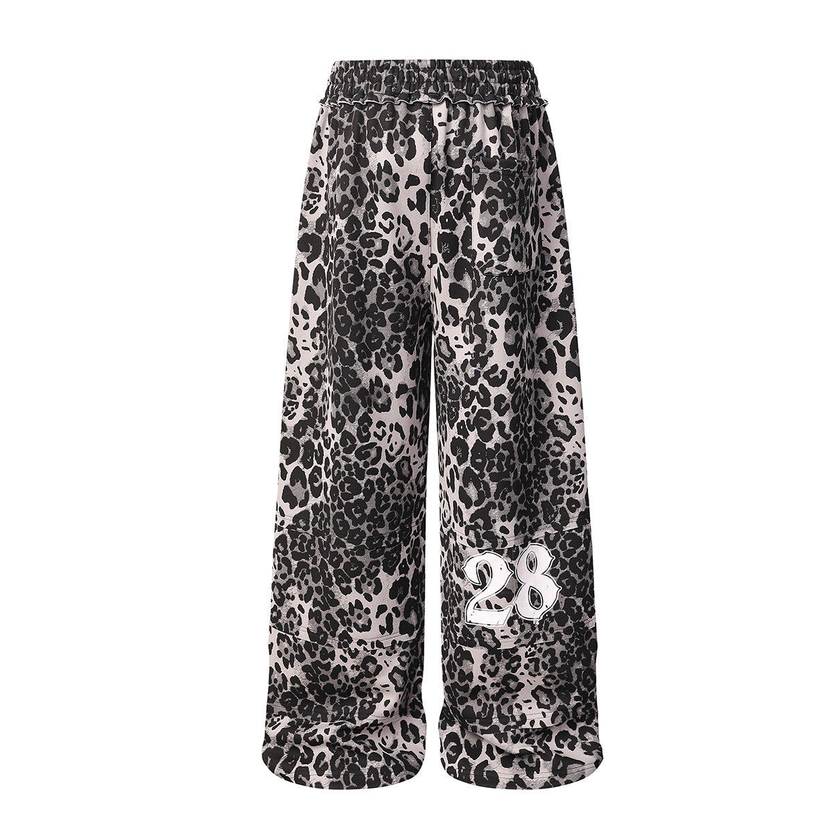 Pantalon de survêtement à jambes larges imprimé léopard avec motif tête de mort et numéro