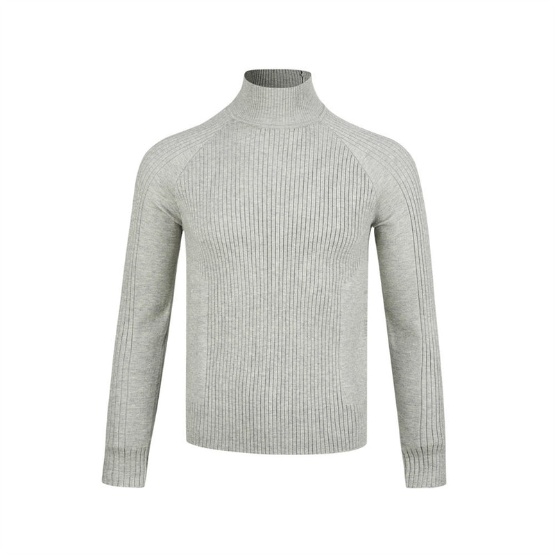 Men's Long Sleeve Sweater Polo Mock Neck Ribbed Knit Slim Fit Pullover