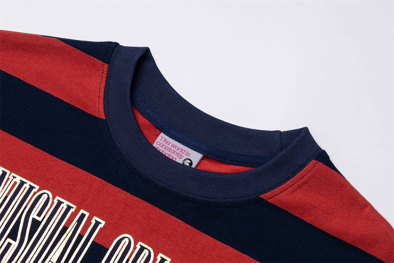 Men's Bold Stripe Long-Sleeve T-Shirt with Graphic Letter Print