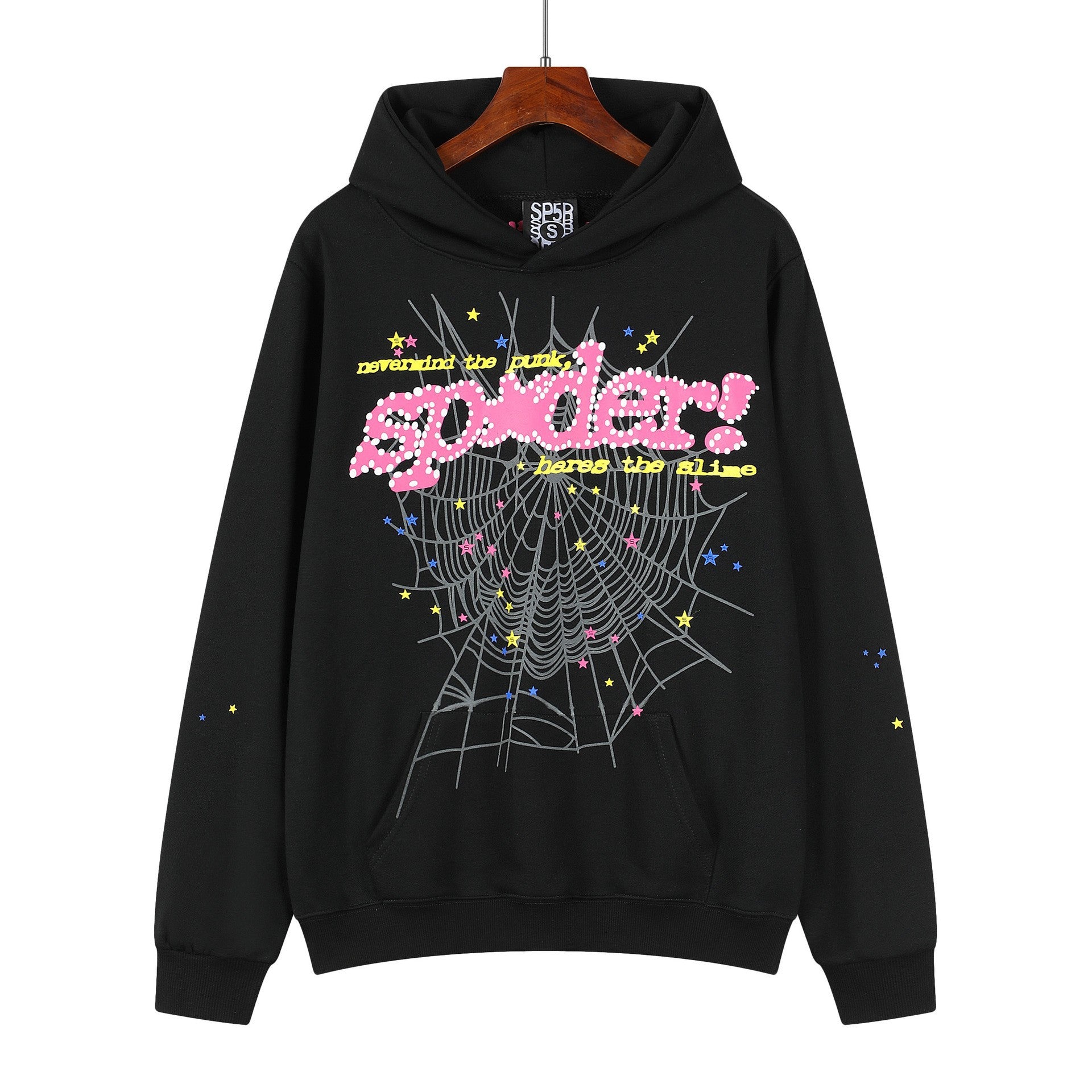 Sp5der “Hares the Slime” Hoodie – Black 440GSM Heavyweight Spider-Web Streetwear Pullover