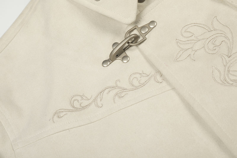 Veste en daim à fermoirs brodés – Style vintage américain Detroit pour homme
