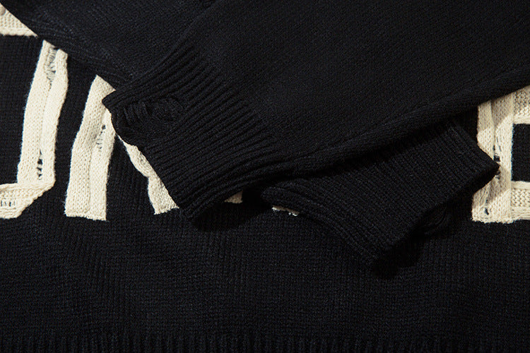 Pull en maille effet usé Agent Orange – Col rond oversize