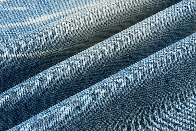 Wide Leg Baggy Jeans – Men's Vintage Washed Light Blue Straight Fit Denim