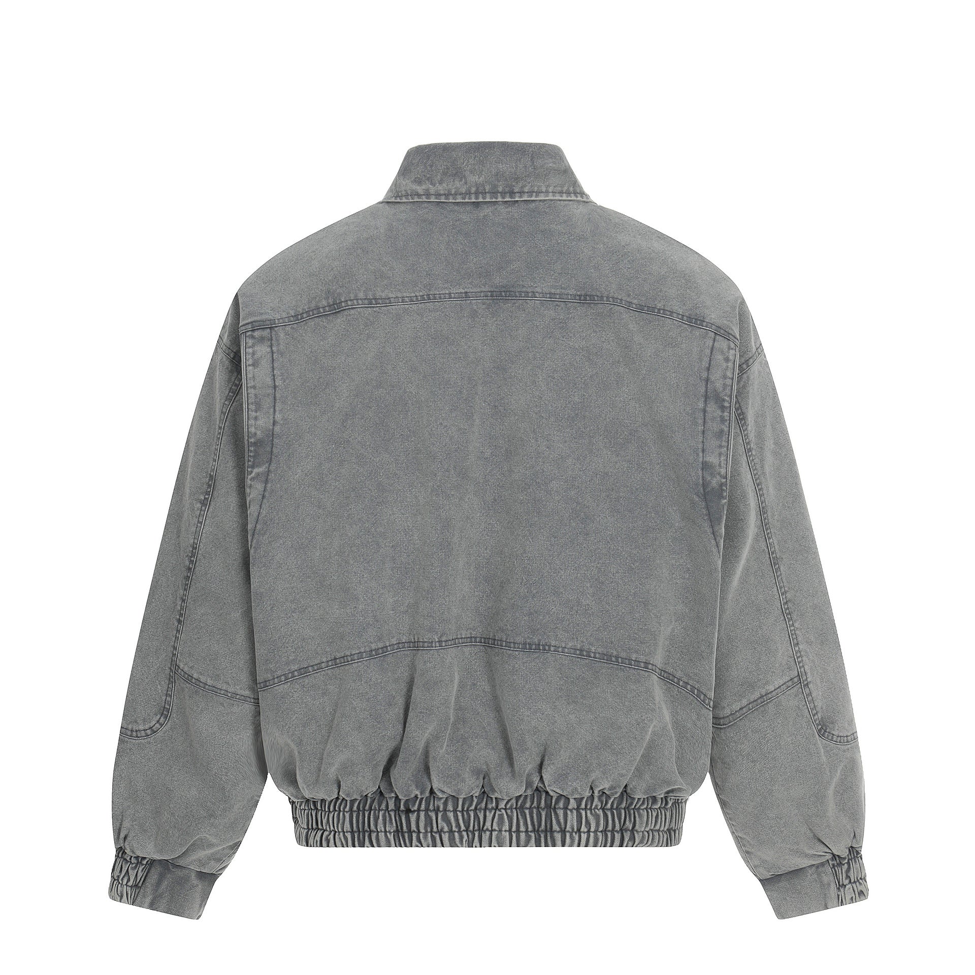 Veste Harrington en denim délavé avec fermoirs métalliques – Gris délavé à l'acide