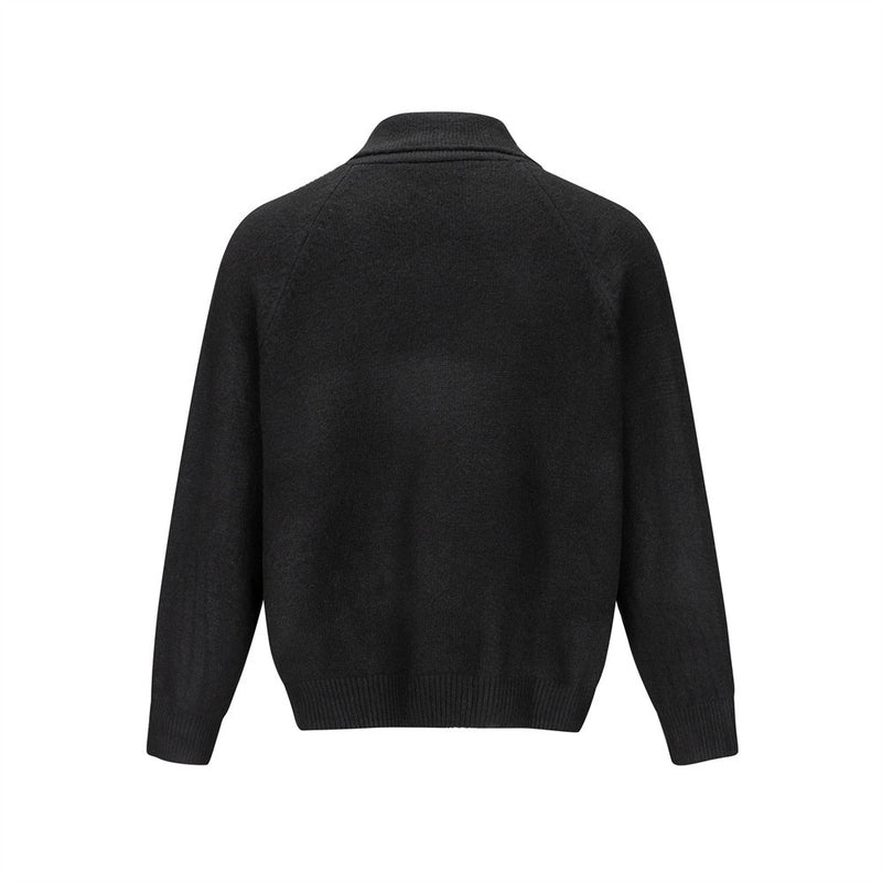 Herren-Strickjacke mit Oversize-Passform, Reißverschluss, Stehkragen und aufgesetzten Taschen