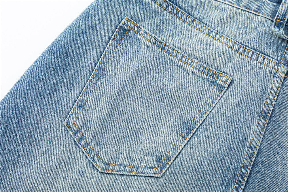 Wide-Leg Jeans – American Vintage Gradient Wash, Distressed Baggy Fit