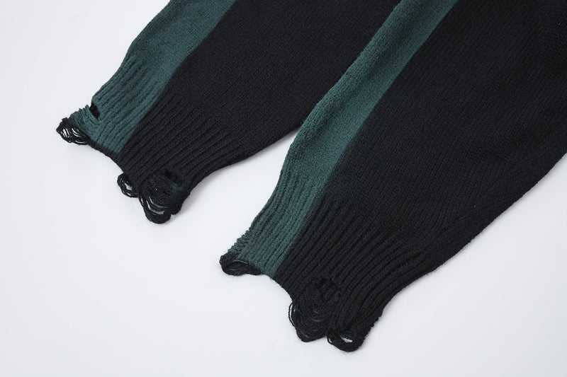 Pull en maille rayé et délavé – Col rond oversize, streetwear vintage américain