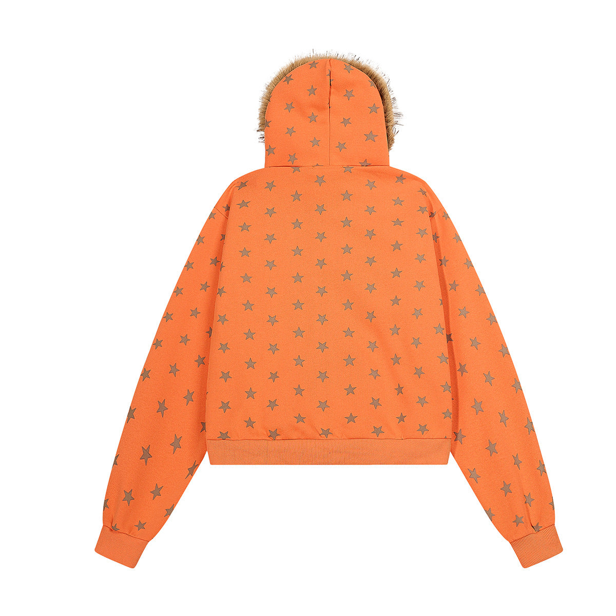 Hoodie zippé à motif étoiles, capuche bordée de fausse fourrure et motif « I ♥ Me »