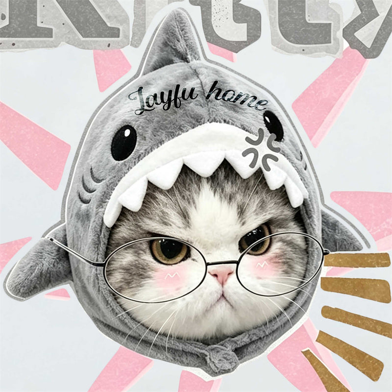 Kitty-Cat-Shark-Meme-T-Shirt – Kurzarm-Streetstyle-Shirt für Herren