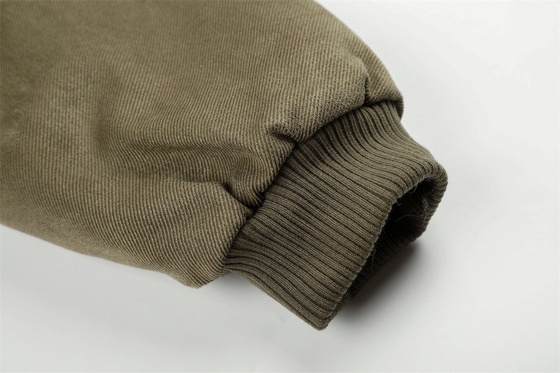 Veste homme doublée sherpa, bomber à col en fourrure avec écusson croix et détails à boucle