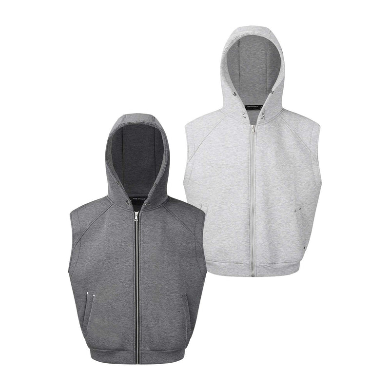 Gilet sweat à capuche sans manches zippé avec détails rivetés