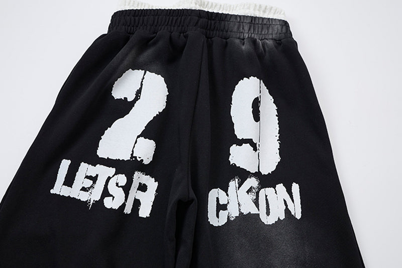 Wide-Leg-Sweatpants mit Union-Jack- und „Let's Rock On“-Print, Seitenstreifen