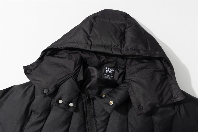 Puffer Jacket with Hoodie – Diagonal Zip Men's Winter Down Coat