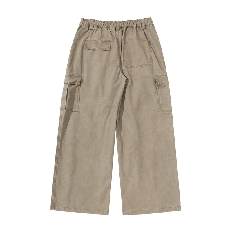 Baggy Cargo Pants Men – Wide Leg Multi-Pocket Washed Straight Trousers
