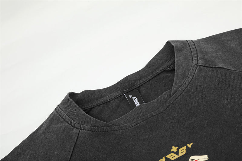 Men's Vintage Soccer Jersey Long-Sleeve Shirt – Number 9 Graphic, Washed Black