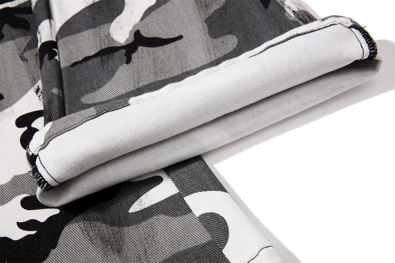 Men's Bell Bottom Pants – Colorblock Camo Punk Flare Trousers with Strap Detail