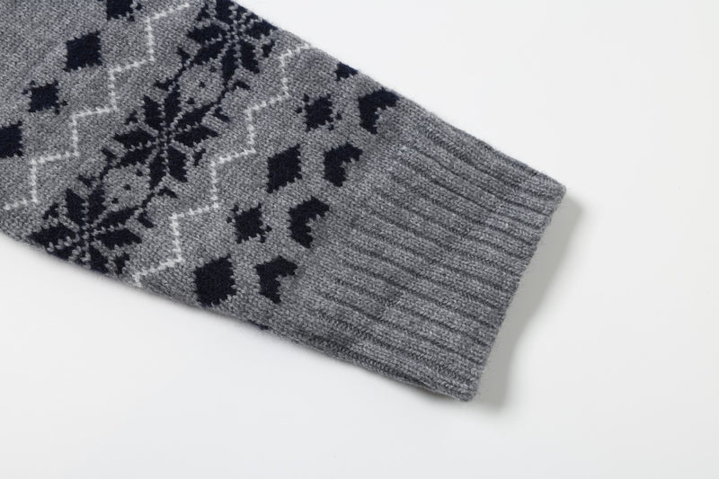 Fair Isle Jacquard Polo Collar Knit Sweater – Vintage Pattern Pullover