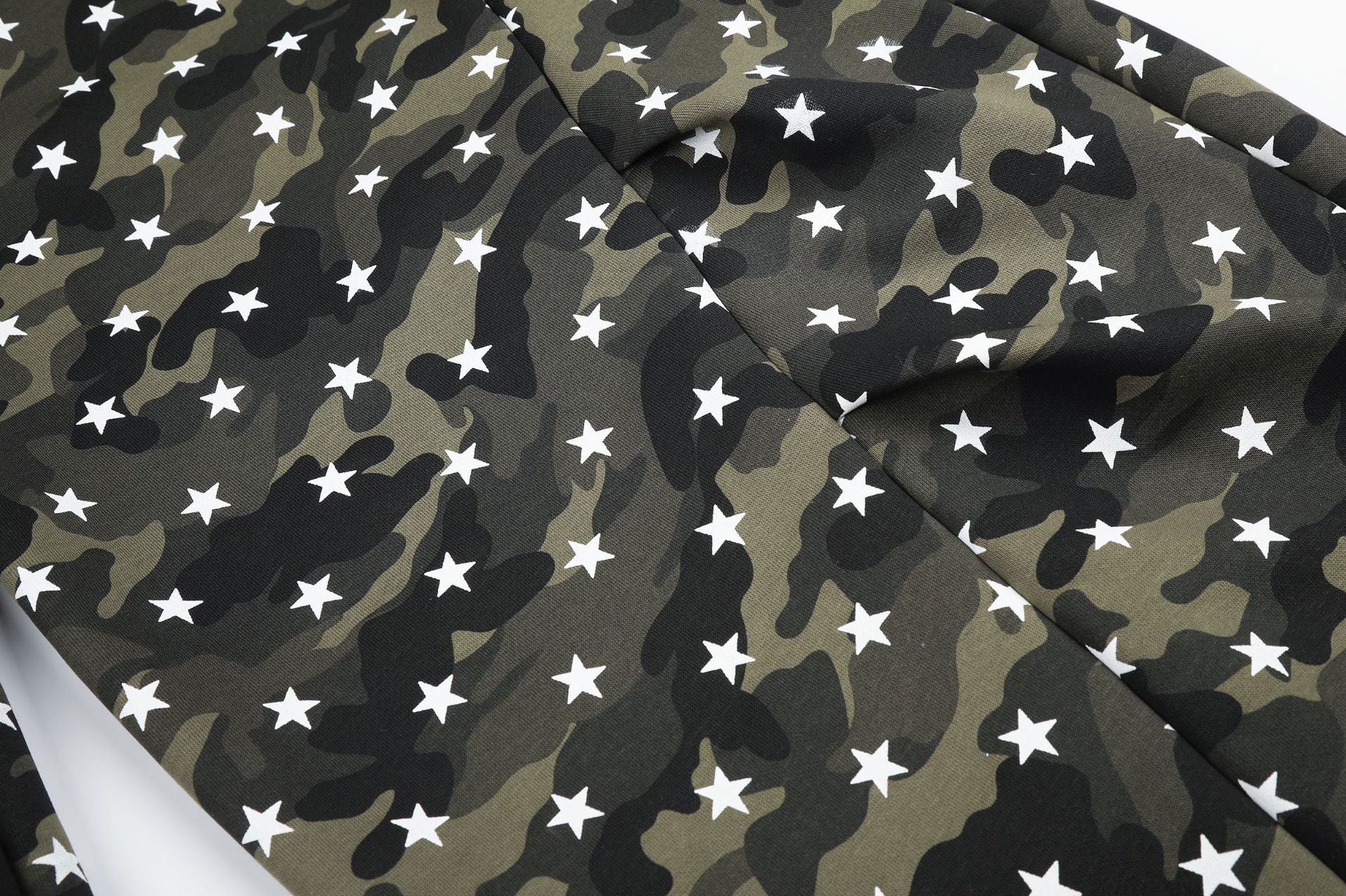 Camo Baggy Cargo Pants – Star Print Wide-Leg Parachute Trousers