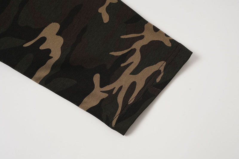 T-shirt manches longues superposé à manches camouflage – T-shirt streetwear oversize