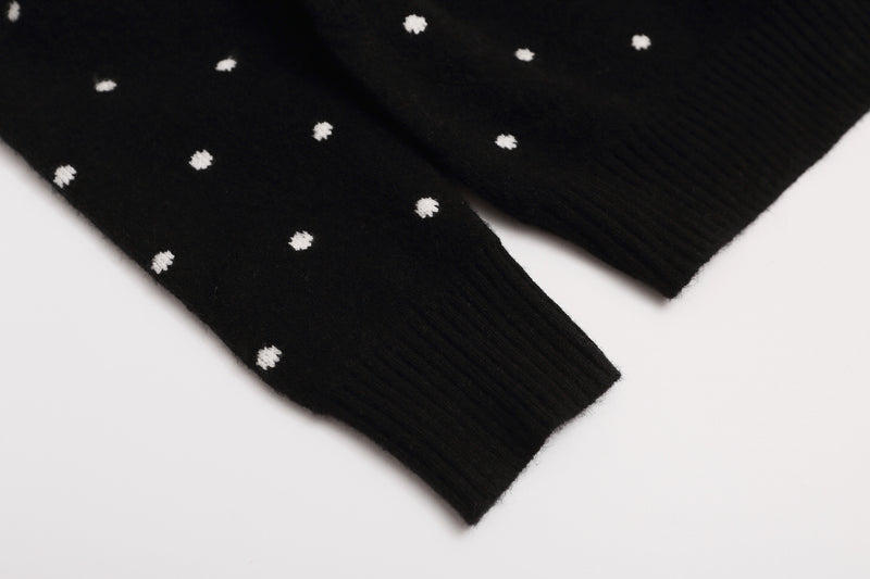 Polka Dot Knit Cardigan Sweater – Cropped Button-Up Vintage Style