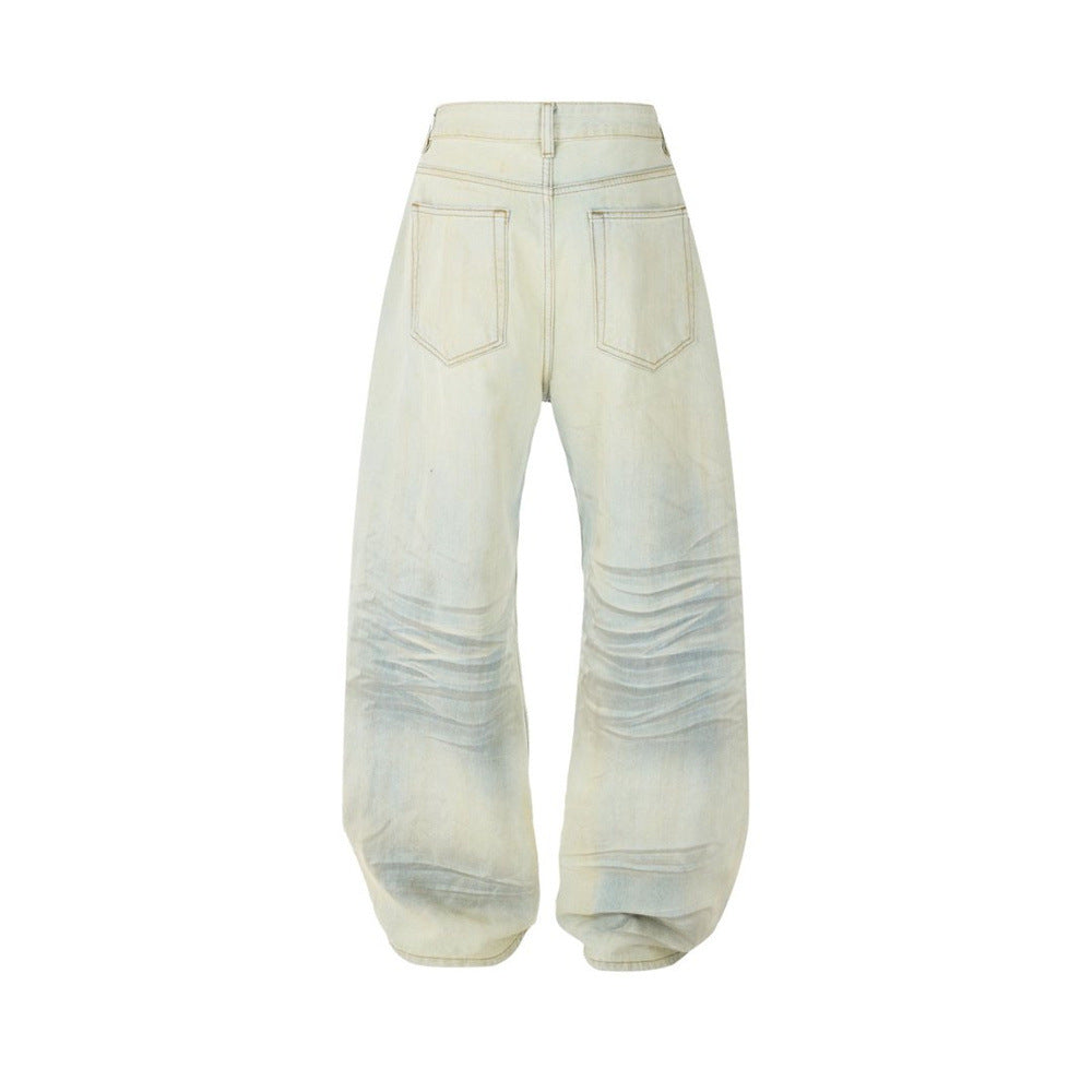 Baggy Pants for Men – Wide Leg Washed Light Blue Denim Jeans