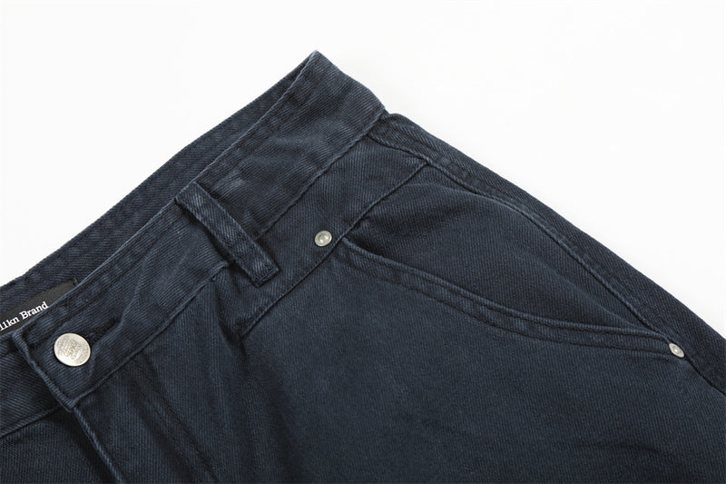 Wide-Leg Straight-Cut Trousers – Men's Relaxed Utility Pants with Back Pocket