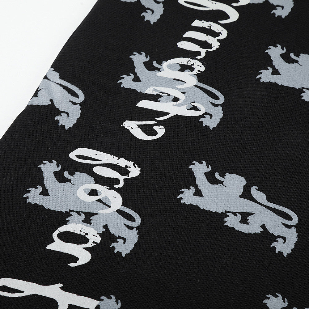Pantalon de survêtement large imprimé lions, avec bande contrastante taille haute