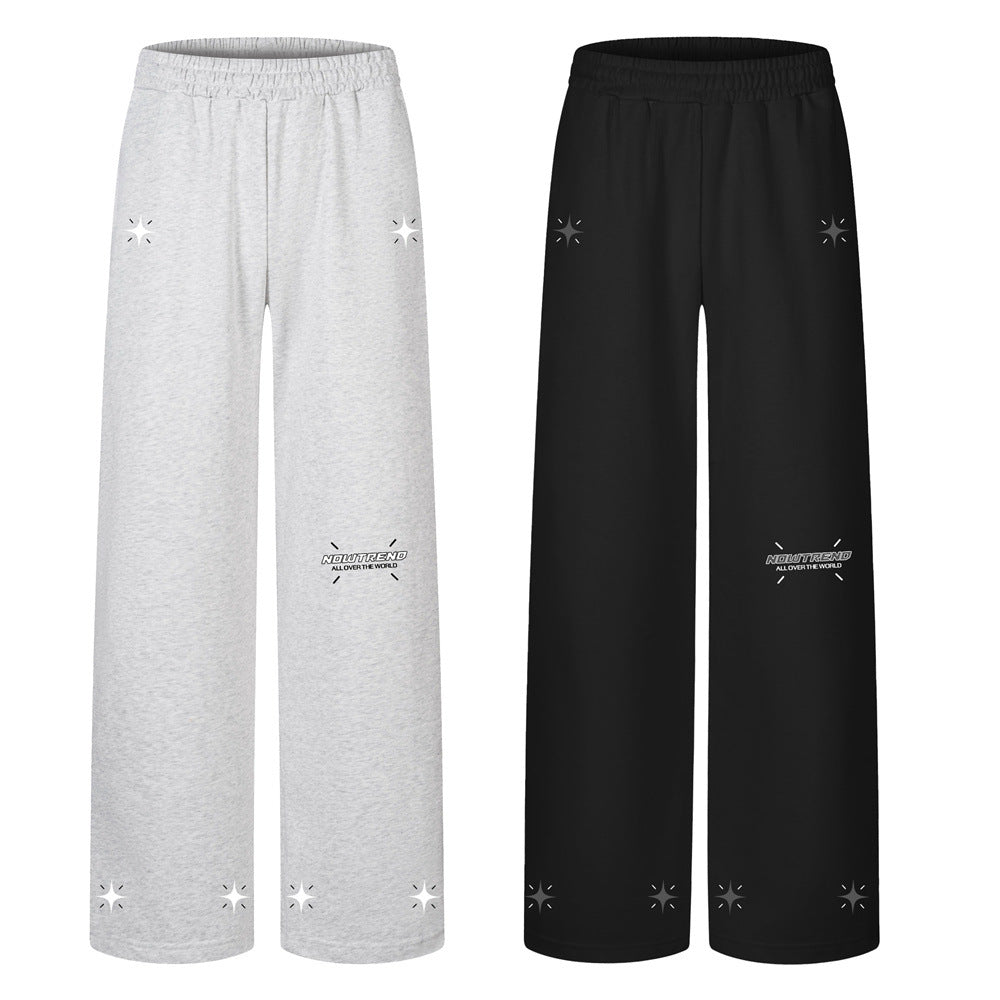 Wide-Leg Sweatpants with Star Graphic Print – Men's Relaxed Fit Streetwear Pants