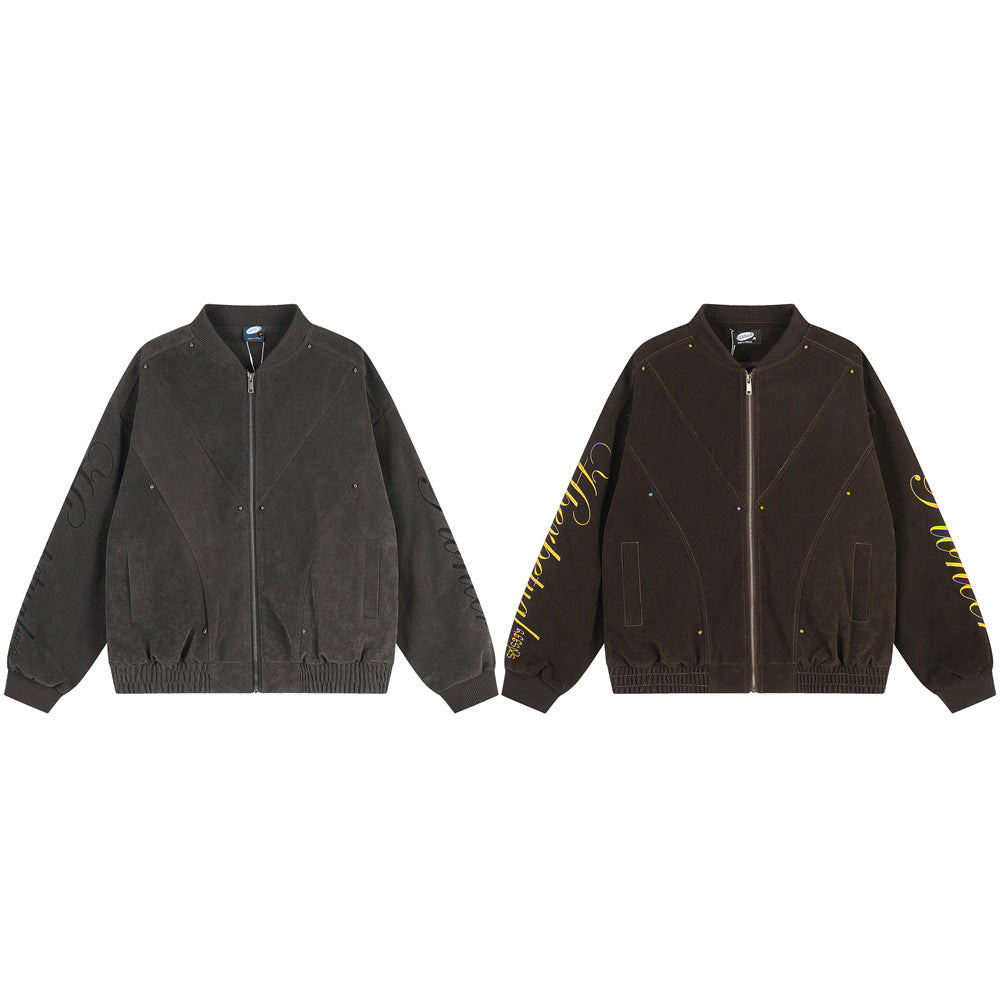 Blouson bomber oversize pour homme avec broderie script et empiècements déconstruits