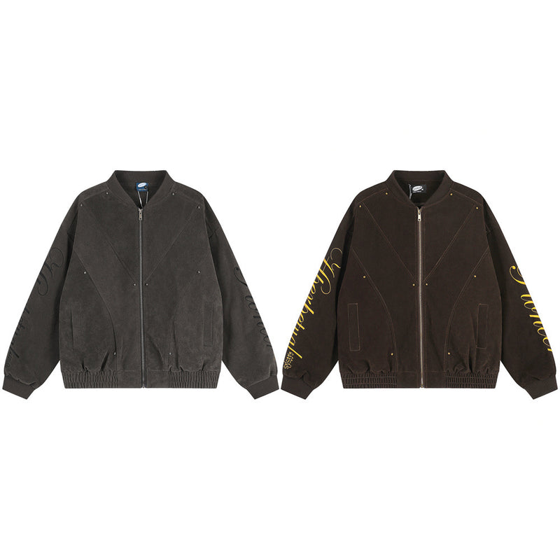 Blouson bomber oversize pour homme avec broderie script et empiècements déconstruits