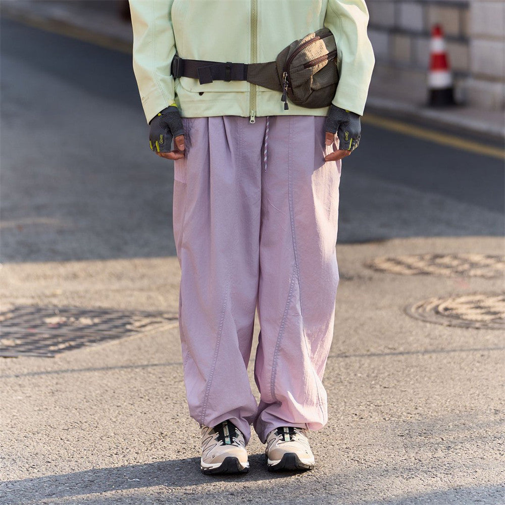 Baggy Wide-Leg Parachute Pants – Unisex Drawstring Jogger with Elastic Waist