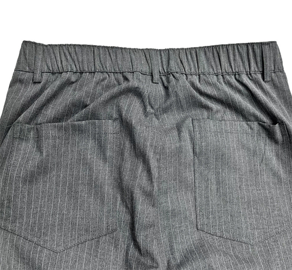 Pantalones de vestir de pierna ancha con raya diplomática – Pantalones plisados de corte recto para hombre