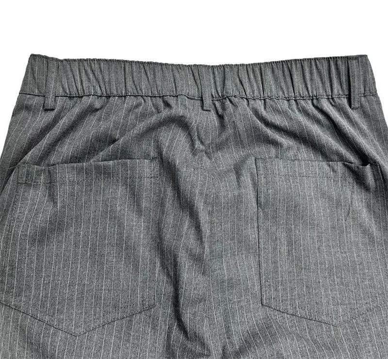 Pantalones de vestir de pierna ancha con raya diplomática – Pantalones plisados de corte recto para hombre