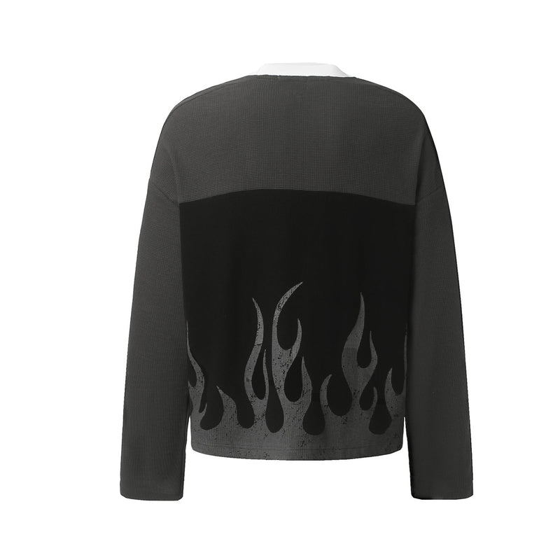 GLFSMADE 87 Flame Print Long Sleeve Graphic Shirt – Racing Streetwear Top