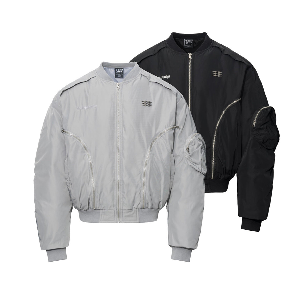 Padded Bomber Jacket – Zip-Up MA-1 Flight Jacket with Sleeve Pocket