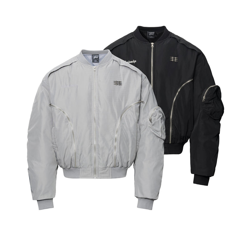 Padded Bomber Jacket – Zip-Up MA-1 Flight Jacket with Sleeve Pocket