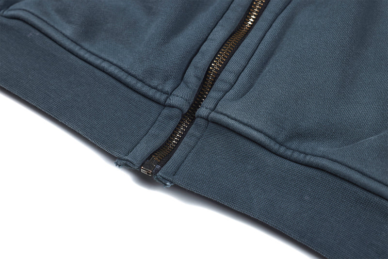 Veste à capuche zippée à multiples poches – Délavage acide vintage