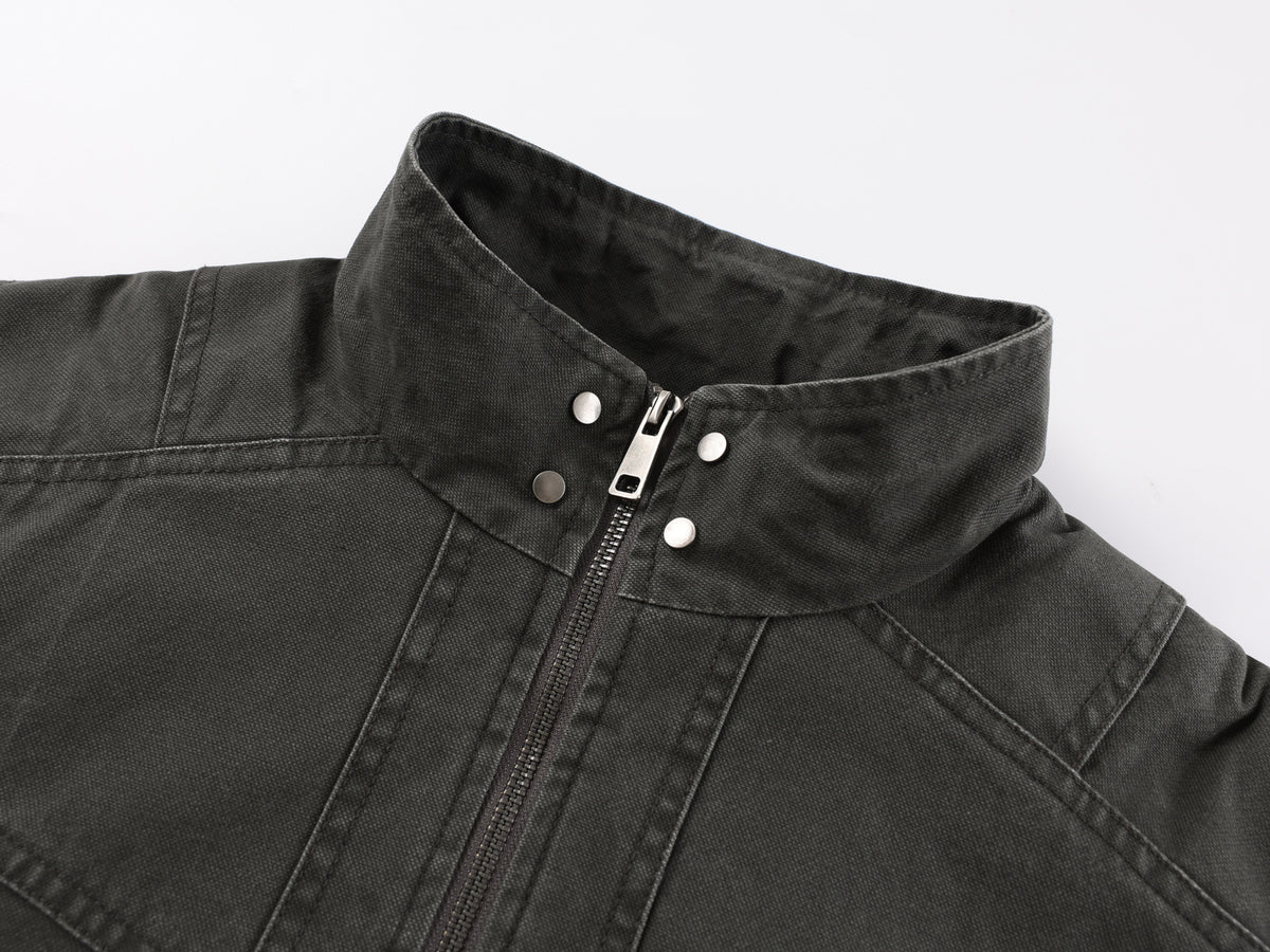 Men's Washed Cotton Bomber Jacket – Vintage Western Deconstructed Design