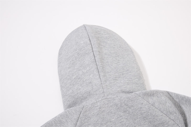 Fur-Trim Zip-Up Hoodie Jacket – Oversized Streetwear with Script Graphic