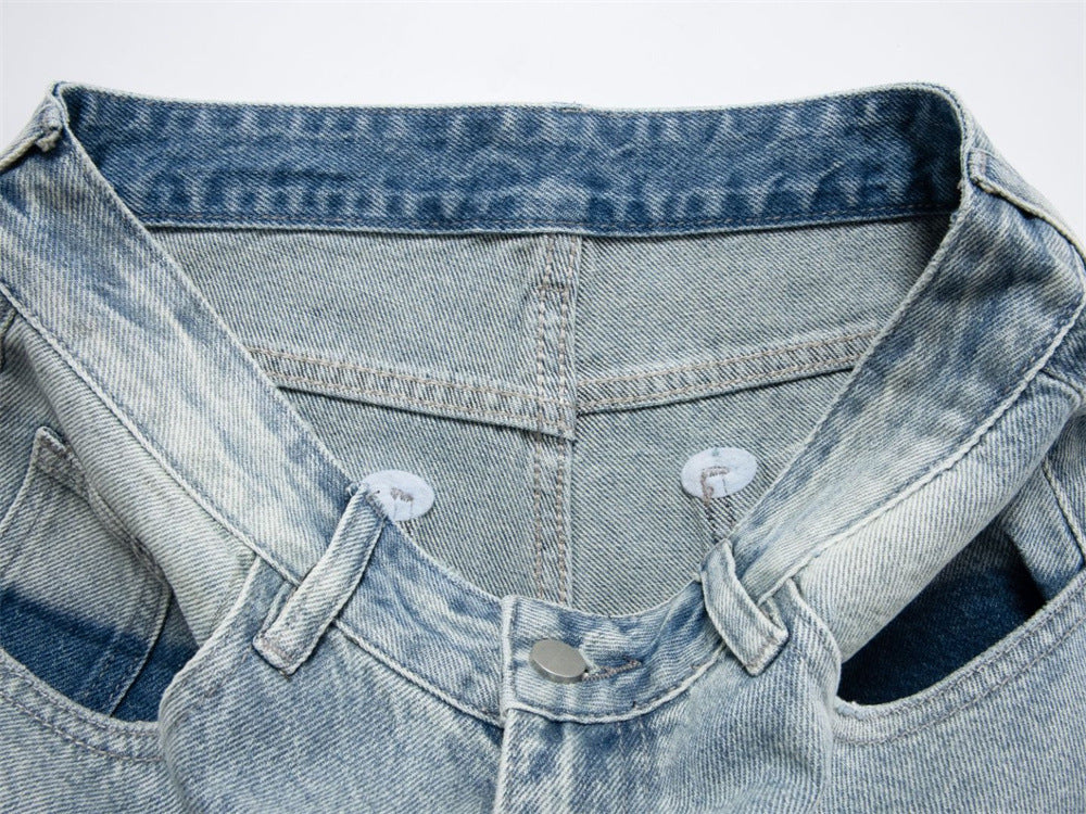 Baggy Denim Jeans Men – Rhinestone Scatter & Dragon Embroidery Wide-Leg Straight
