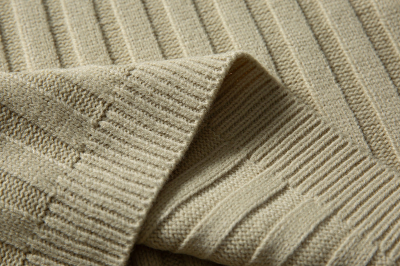 Ribbed Knit Crewneck Sweater — Oversized Fit, Solid Color
