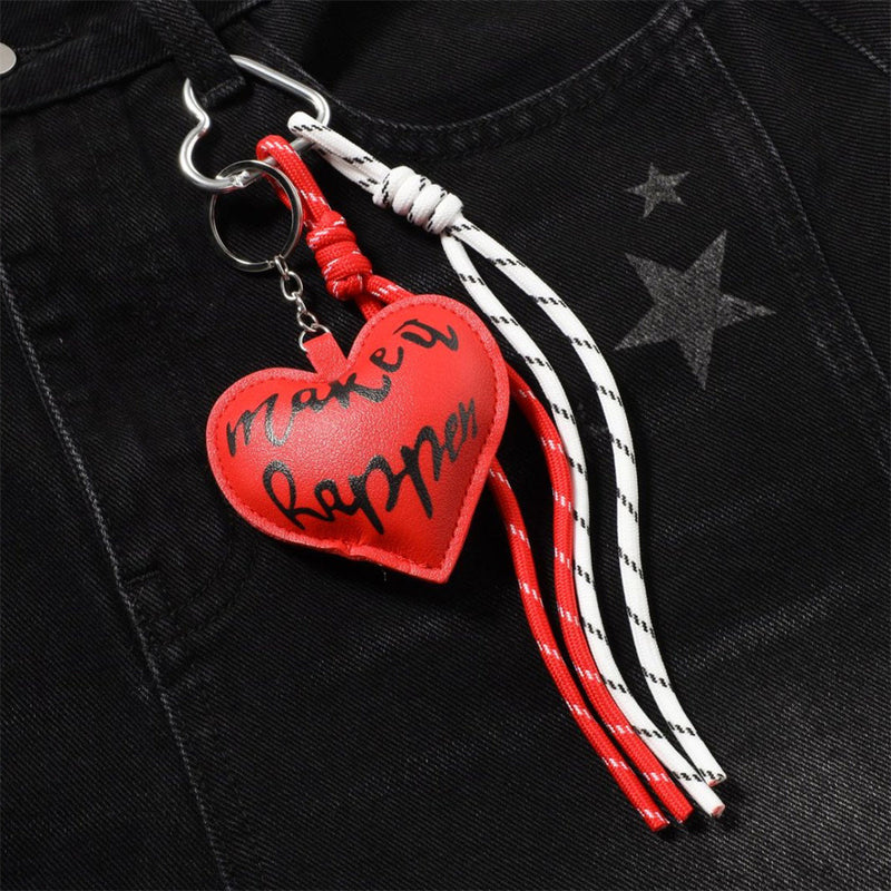 Star Print Wide-Leg Jeans – Men's Baggy Black Denim with Heart Charm
