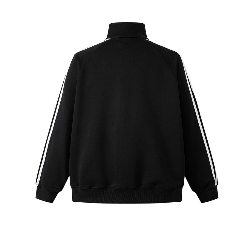 Ensemble veste de survêtement rétro à trois bandes et pantalon large avec écusson brodé