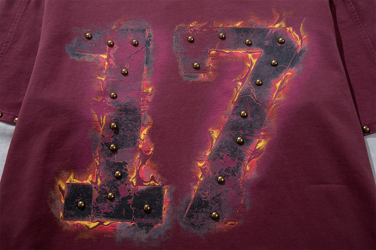T-shirt manches longues effet superposé Flame 17 – Bas délavé, clous
