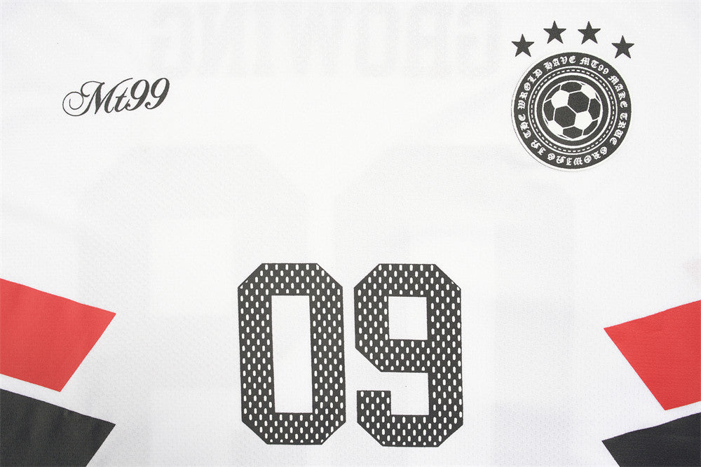 Mens Oversized Graphic T-Shirt Soccer Jersey No. 09 V-Neck Polo Tee