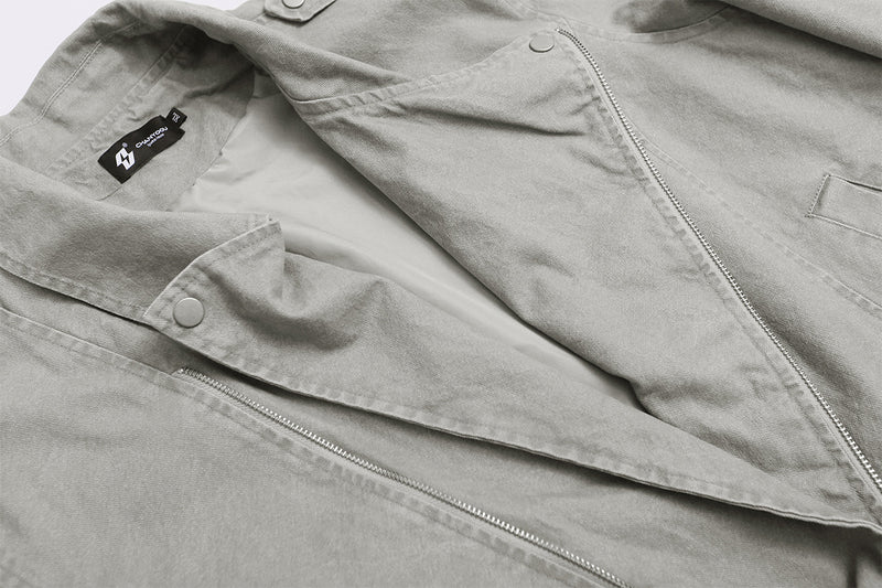Men's Washed Asymmetric-Zip Moto Jacket with Epaulettes