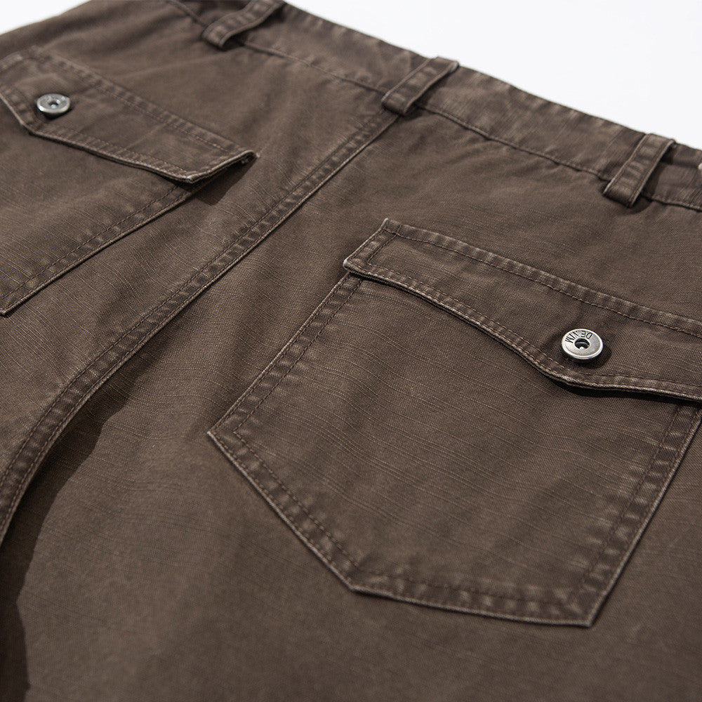 Wide-Leg Pleated Trousers – Vintage Washed Relaxed Fit Men's Pants